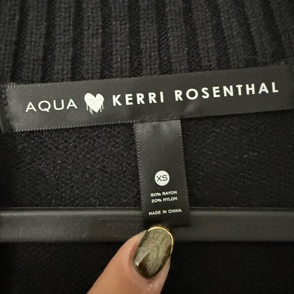 Aqua X Kerri Rosenthal Black Multicolor Rhinestone Hearts Cardigan Sweater XS - Picture 2 of 5